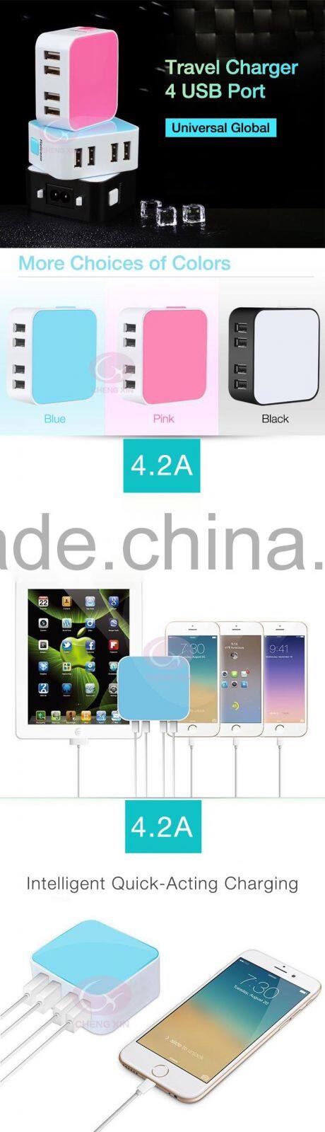 Intelligent Quick-Acting Charging phone charger, 4 port usb car charger