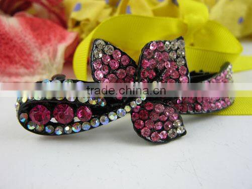 New Pink Irregular Flower Hair Clip Barrette Rhinestone Alloy