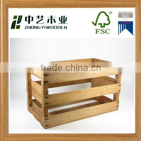 Hot sale customized handmade new design wooden fruit crate used wooden wine crate