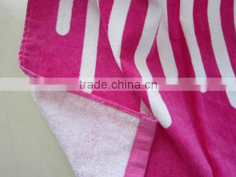 100% cotton rosy pink color airplane sleeping towel velour printed pool towel cover