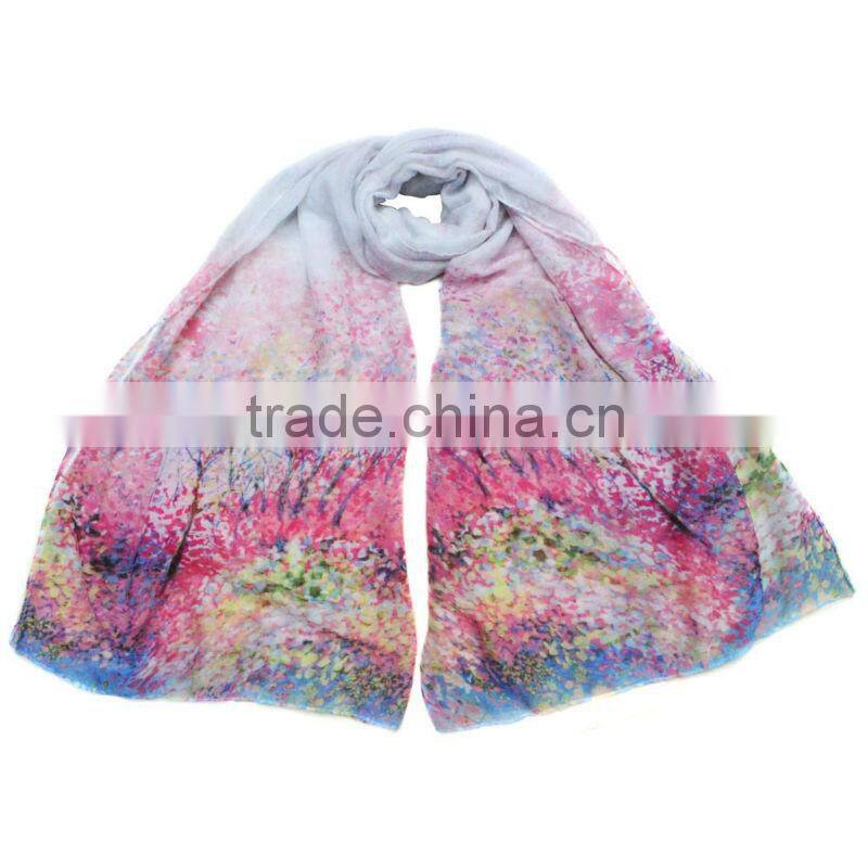 coco tree printing spring and summer poly scarves