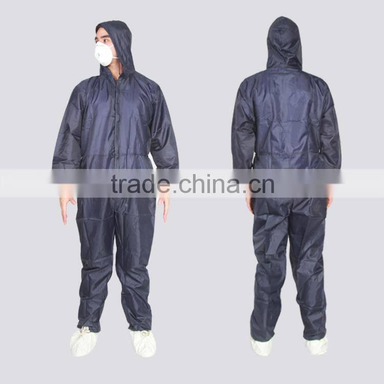 Disposable Microporous Film Laminates Coverall with Blue SMS Inverted Triangle Back