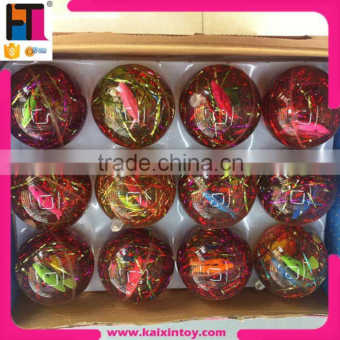 6.5cm custom printed rubber boucing ball with led flashing light