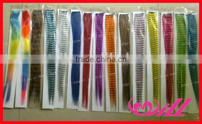 pretty synthetic feather hair extension cheap synthetic colorful clip-in hair extensions synthetic fiber hair extension