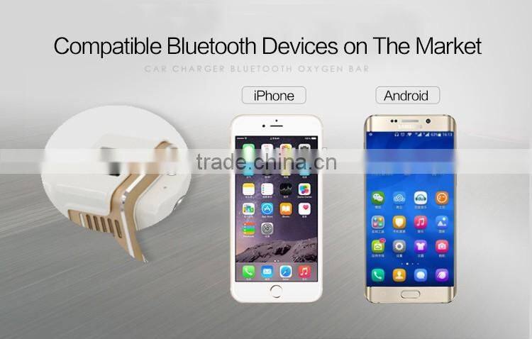 two USB port Car Charging Bluetooth Oxygen Bar with Bluetooth wireless headset for iphone android phone
