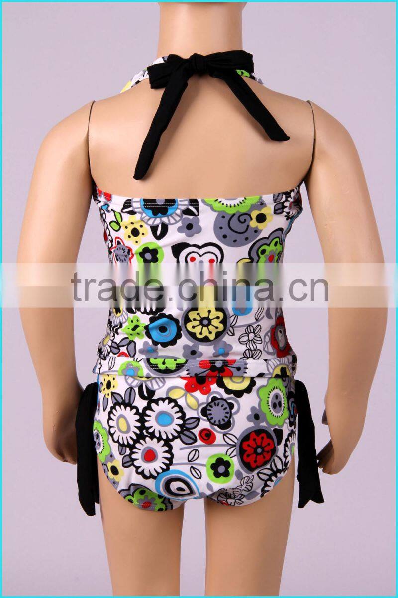 Domi flower kids fashion bikini high quality sexy xxx bikini girl swimwear photos of tankini swimsuit