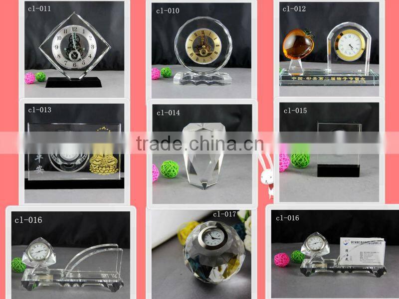 cheap crystal glass table clock for office decoration gift religion souvenirs