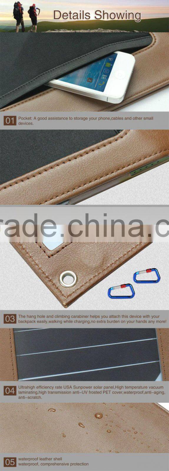 10W portable solar energy bag portable folding Sunpower panel usb solar charger