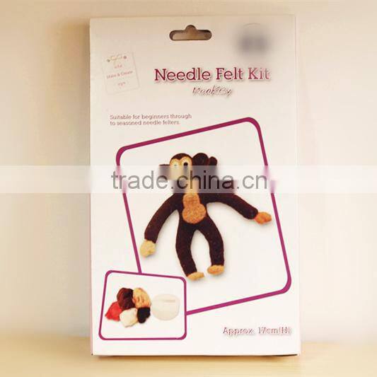 2016new DIY craft kit for lovely cute Monkey dry needle felting kit