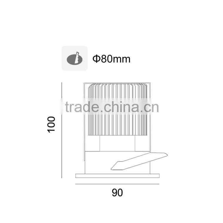 Big Size 10W Round hole Recessed 10w 72lm LED downlight TEC002C10WHT2