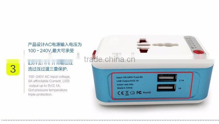 Worldwide Travel Adapter Two USB Ports Universal World Wide All-in-one Safety Travel Charger Wall Charger Adapter Plug