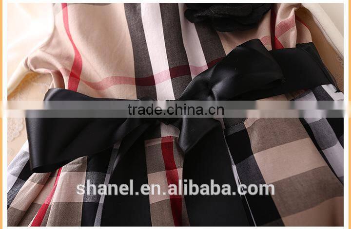 New arrival 2015 Autumn/Winter long sleeve girls plaid dress princess dress