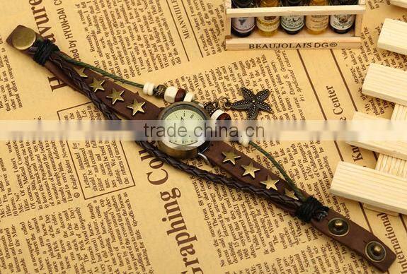 Fashion faux leather bracelet watch Students bracelet manly leather bracelets