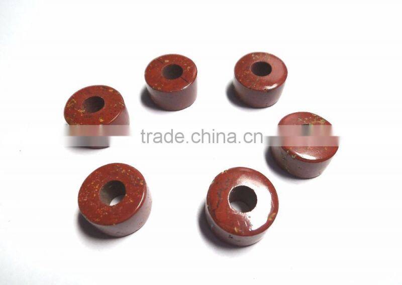 Natural Red Jasper Smooth Handmade Big Hole Tyre Beads