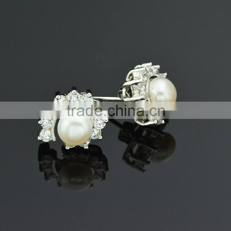 Hot sale 925 sterling silver freshwater pearl earrings with cheap price