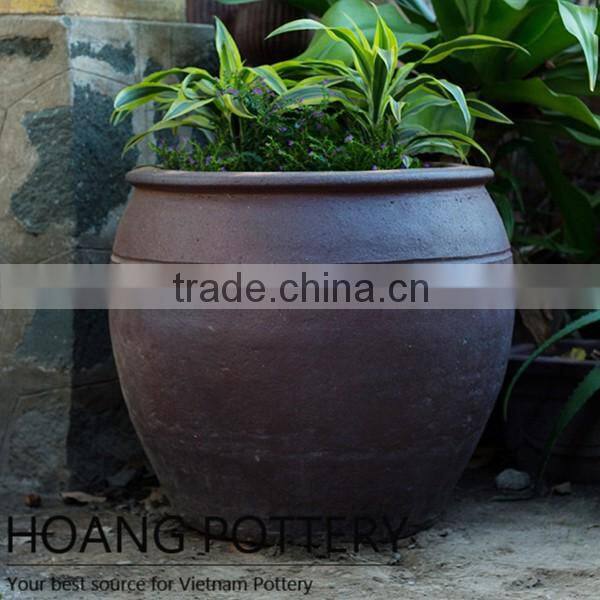 Beautiful Pattern Black Clay Flower Pot From Vietnam