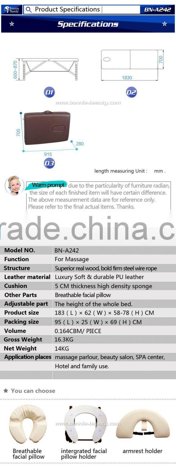 The simple beauty portable modern PU Leather massage beds with carry bag on sale