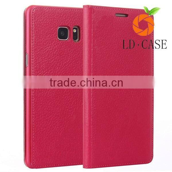 Genuine Leather Case For Samsung Galaxy S6 Edge Luxury Wallet Stand Photo Slot Real leather case