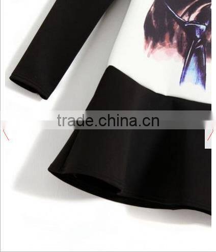 Black Glasses Dog Print Falbala Cotton Blend new Dress