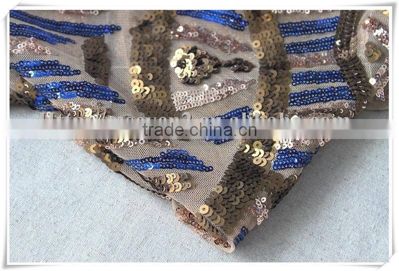 Latest sequins glitter mesh embroidery sequins lace fabric on wholesale