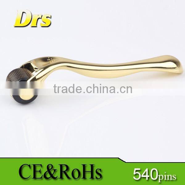 540 Microneedle 1.0 mm Derma Roller Dermaroller Micro Needle Therapy Skin Golden Handle