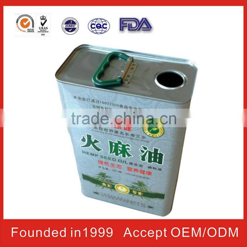 china square edible oil tin cans For FDA