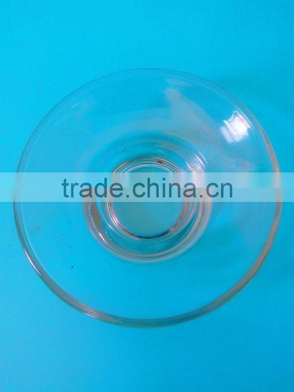 91mm tall glass pot with ears and a round saucer for candlestick