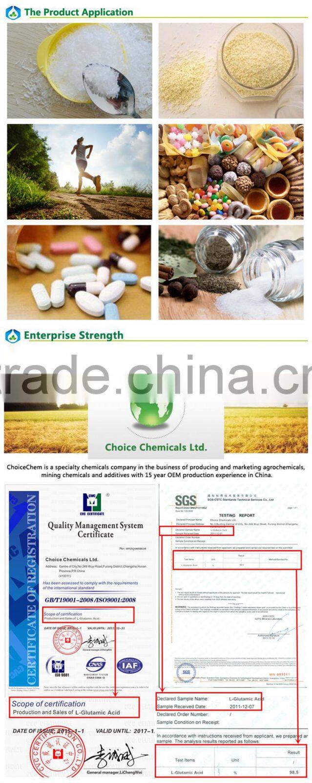 L-Glutamic Acid 98% crystal for best price