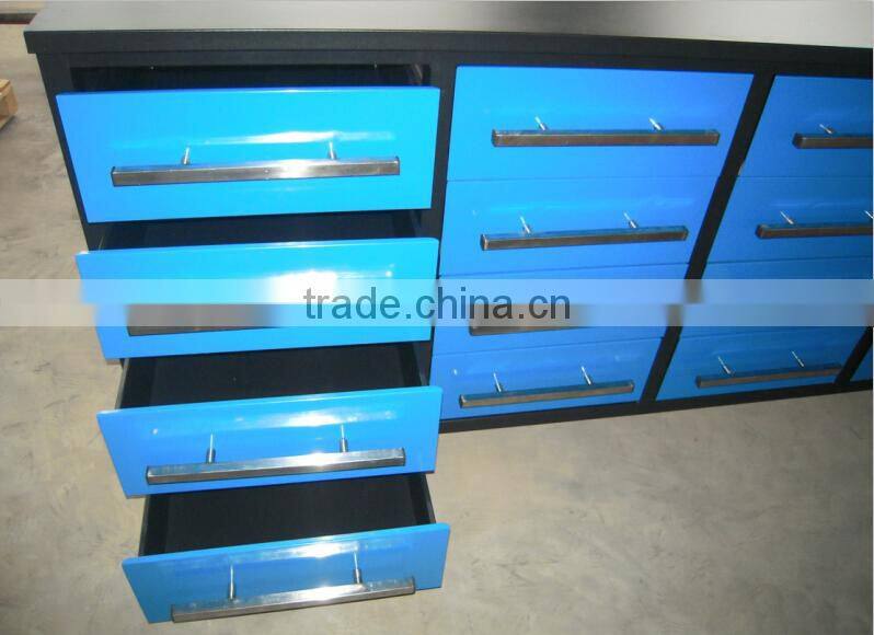 Steel work bench with drawers