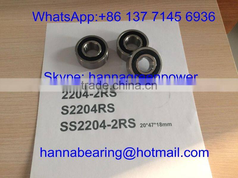 S2204RS / S2204-2RS / SS2204-2RS Stainless Self-aligning Ball Bearing 20*47*18mm