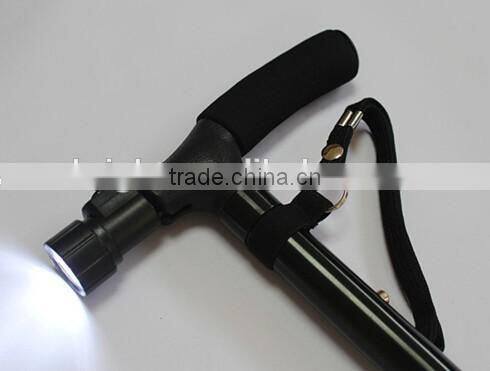 Folding Walking Stick foldable 4 section walking stick with led light crutch walking cane