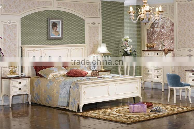 Luxury Spanish style wooden white bedroom nightstand