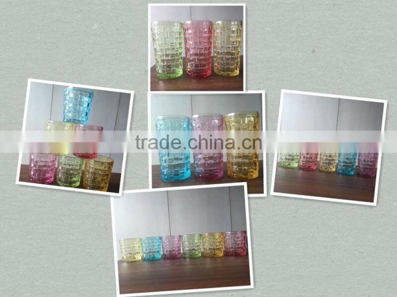 Woven belt design colored decorative glass cup for candle