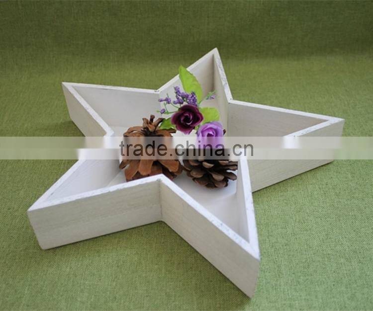 Good price Trade assurance unique wooden personalized star heart shaped flower pot decorative wood flower trays