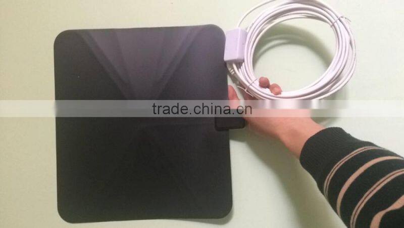 2015 Wholesale Amplified Indoor Digital TV Antenna Ultra-thin 50 Miles Range HD High Gain Flat Antenna Amplified TV Antenna