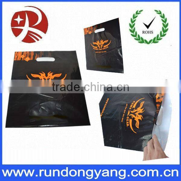 Black Black Print Logo Plastic Die Cut Shopping Bag Wholesales