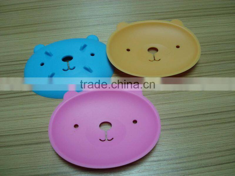 Environmental protection durable draining Bear Animal silicone soap box