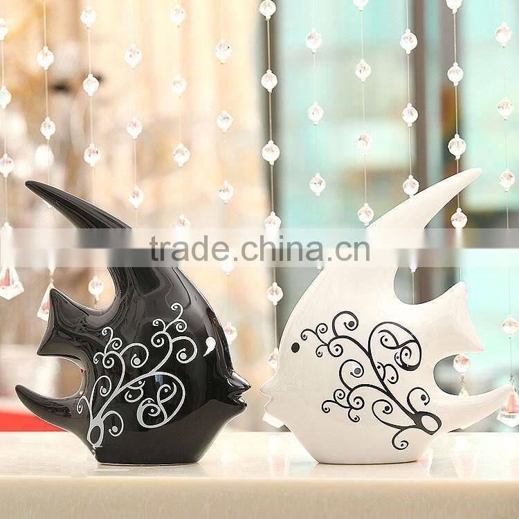 Lovely High-temp Glazed Kissing Ceramic Fish