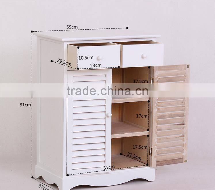 The entrance of the white blinds double door shoe cabinet