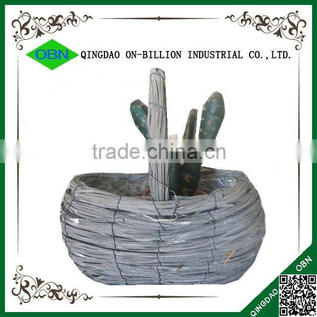 Woven rattan flower basket with handle