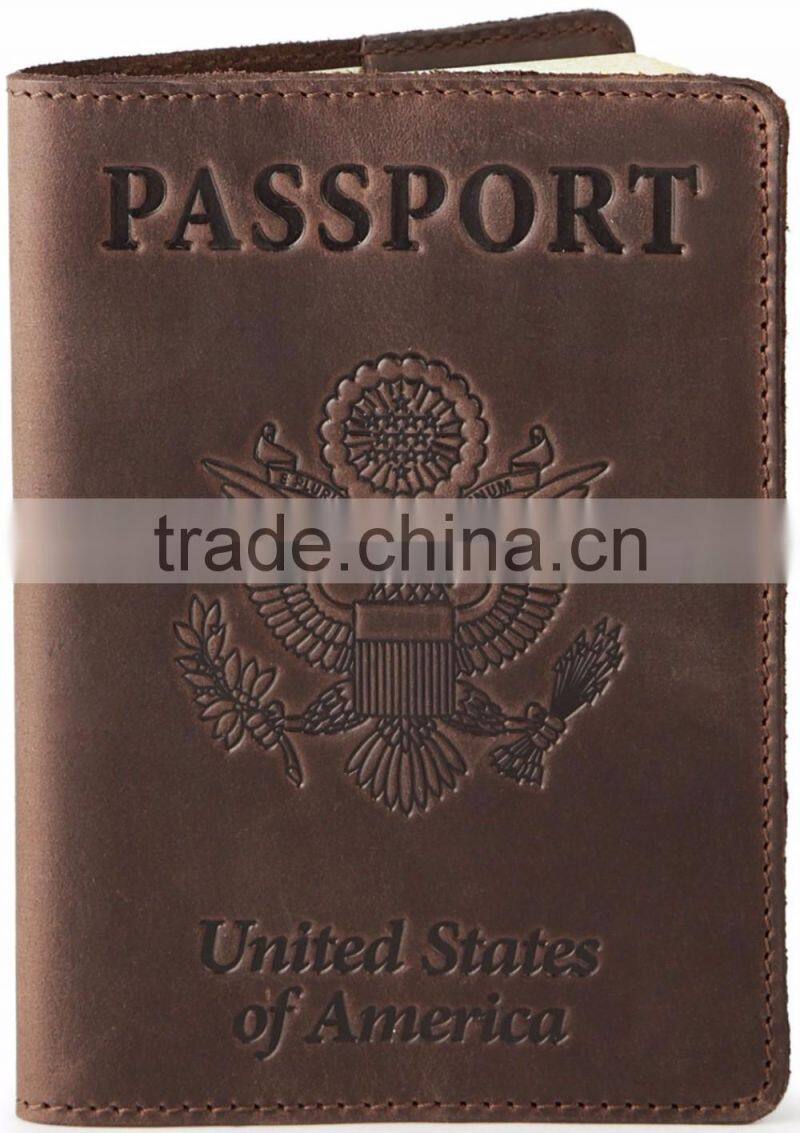 LOW price High Quality Men Black Custom Genuine Leather Passport Holder COVER