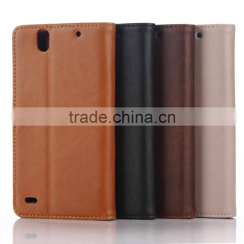 High quality crazy-horse PU card bumper/pocket cell phone case for Sony