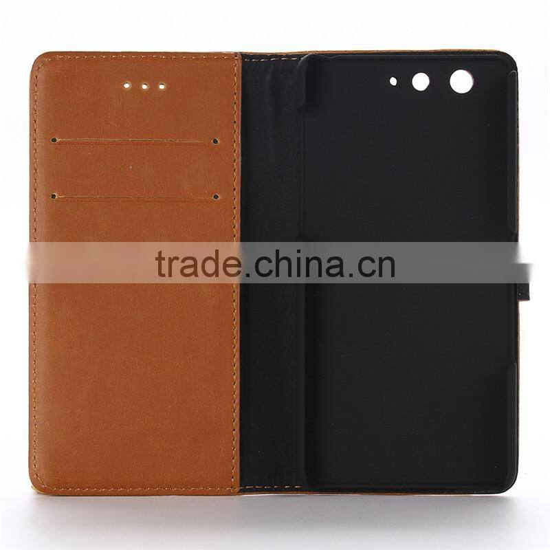 High quality crazy-horse PU card bumper/pocket cell phone case for Fujitsu