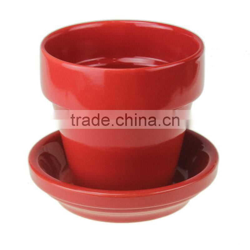 Ceramic color garden flower pot set