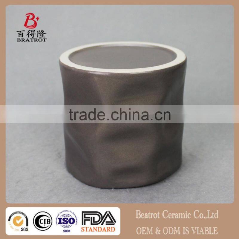 Set of 2 Modern Decorative Folded Design Small Ceramic Plant Pot Flower Planter