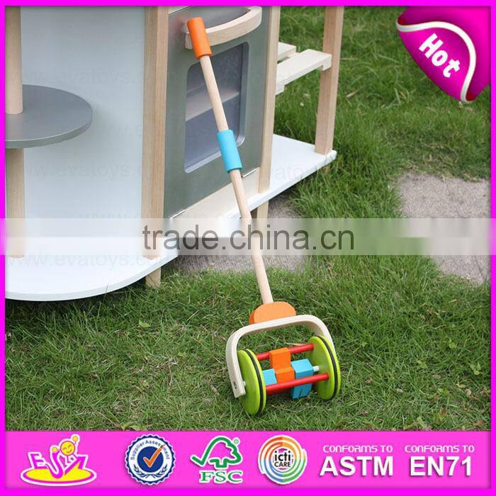 2015 Hot new wooden hand push cart toy for kids,Classic Cartoon Cart Wooden Push Toy,Baby favorite wooden push cart toy W05A010