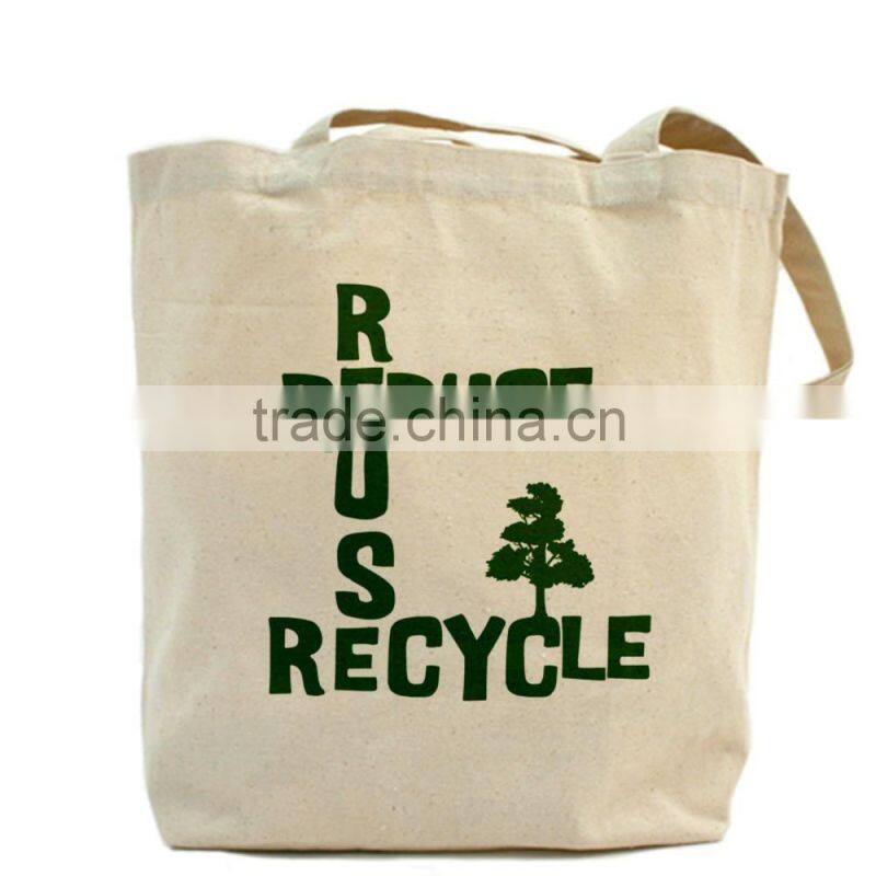 Wholesale Reusable Natural 12oz Cotton Canvas Shopping Bag With Customized Logo