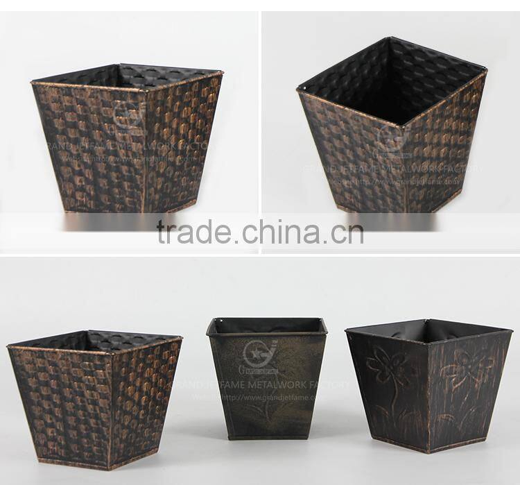 Galvanized garden wrought iron outdoor planters coated zinc flower pot