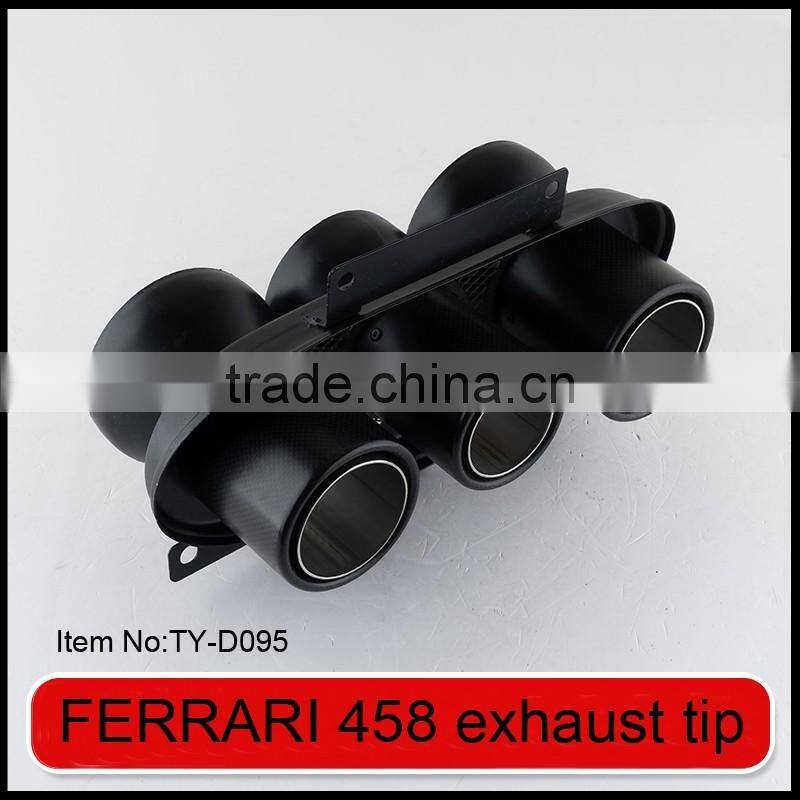 auto tuning stainless steel sportycar exhaust tips for Ferrari 458 carbon fiber