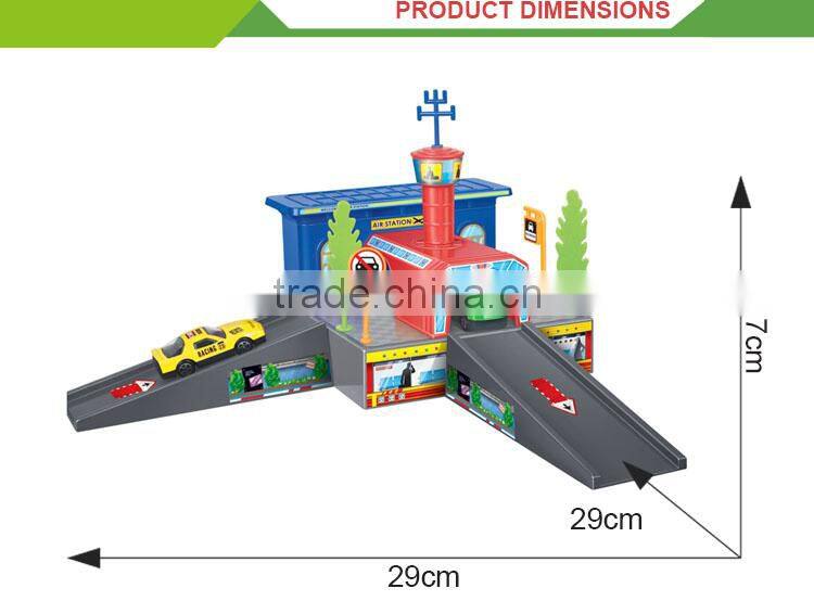 Hight quality kids plastic toy car garage with alloy car